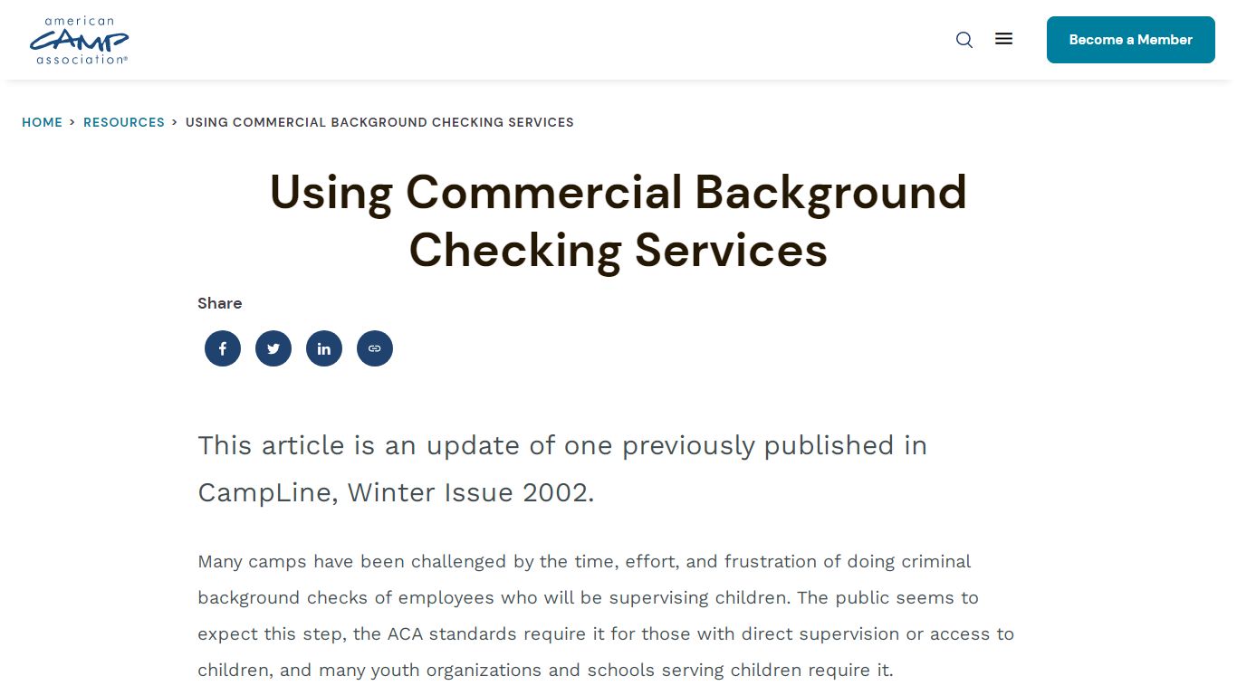 Using Commercial Background Checking Services - American Camp Association
